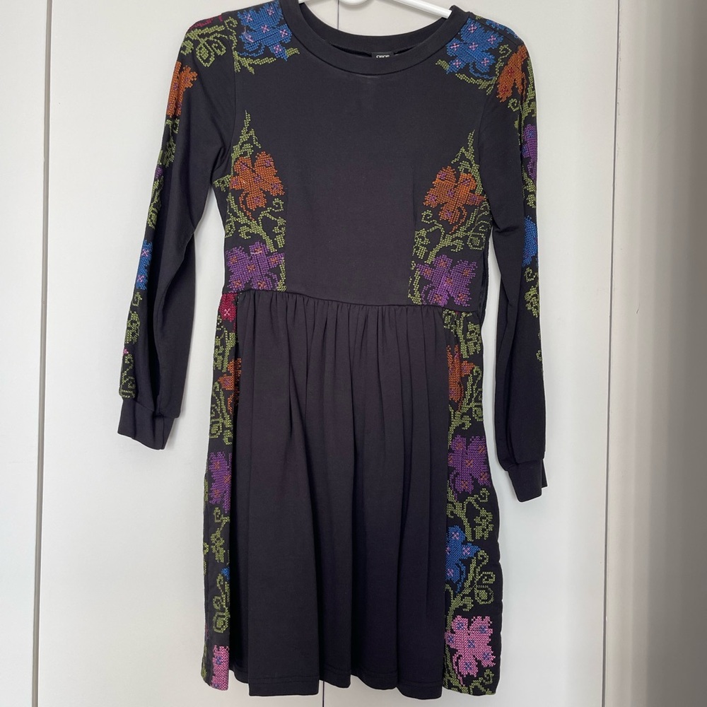 Asos Embroidered Dress Black Size 4